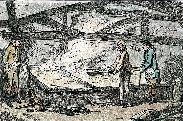 19th century cartoon of salt production